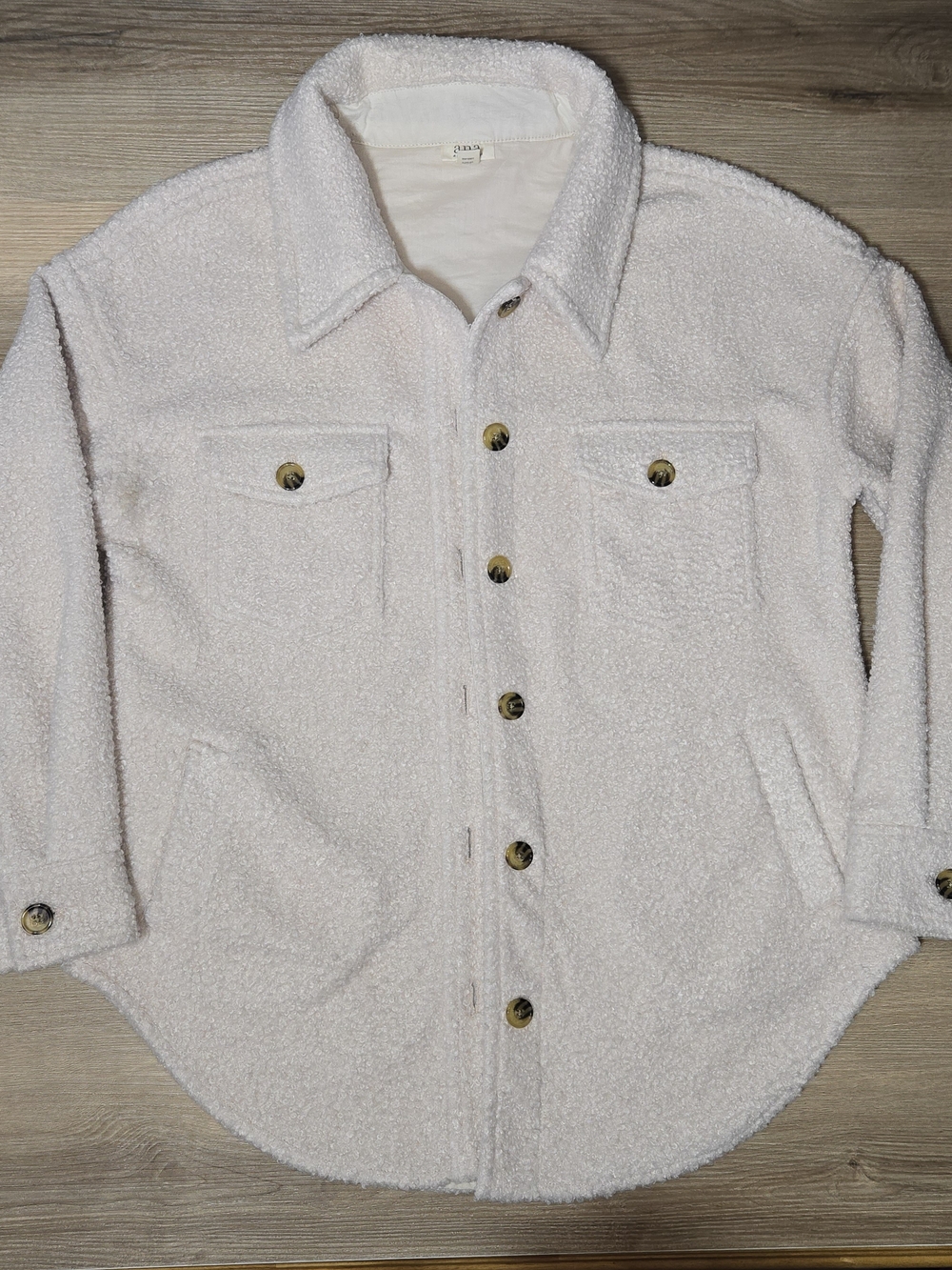 a.n.a Cream Sherpa Shacket with Button Front